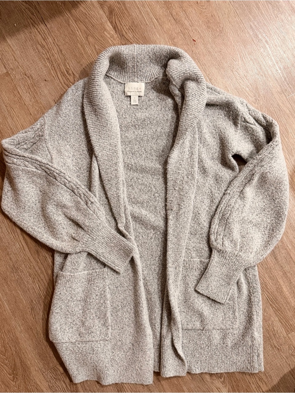 hinge Heather Gray Open-Front Shawl Collar Cardigan